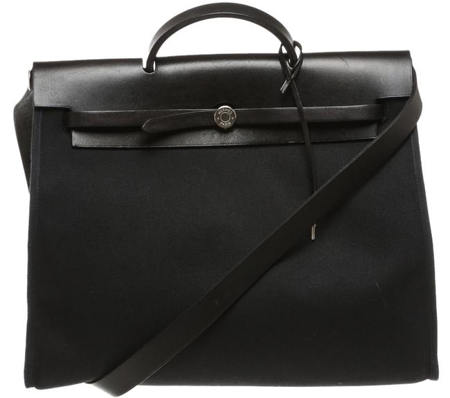 Hermes Herbag And Tote Handbag Black Canvas/Leather Satchel