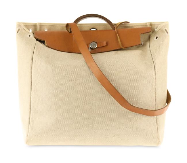 Hermes Herbag Beige Canvas Satchel