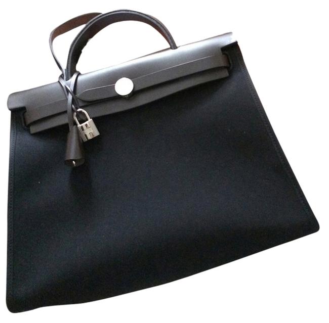 Hermes Herbag Black Canvas and Leather Satchel