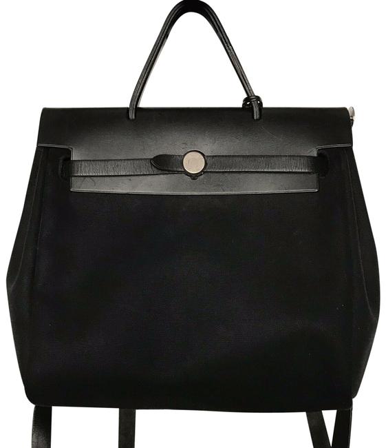 Hermes Herbag Black Canvas Backpack