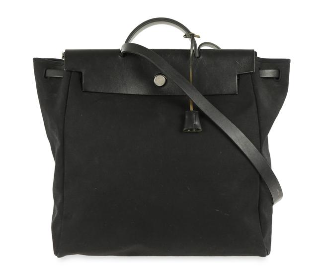 Hermes Herbag Black Canvas Shoulder Bag