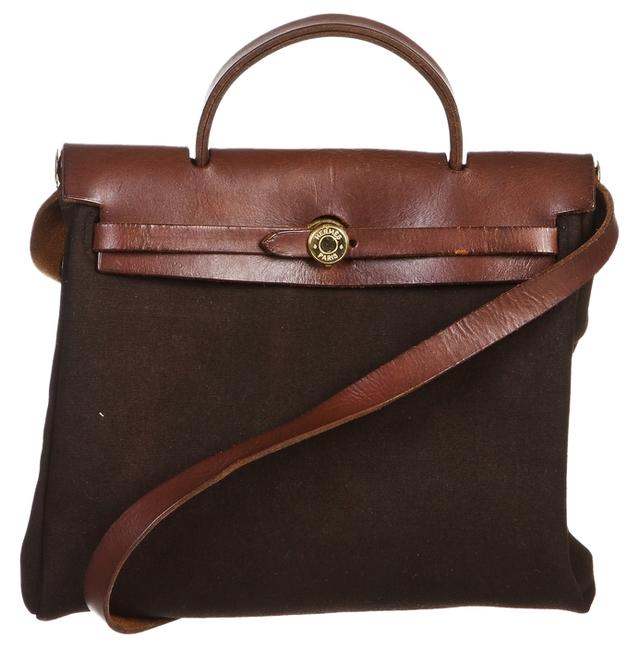 Hermes Herbag Brown In 1 Vibrato Handbag Ghw Multi color Canvas Satchel