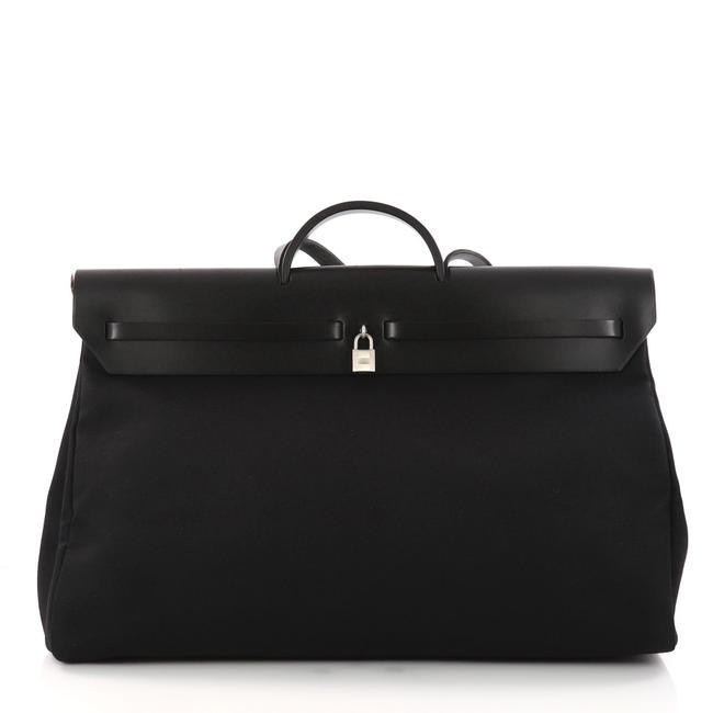 Hermes Herbag Cabine Black Canvas Tote