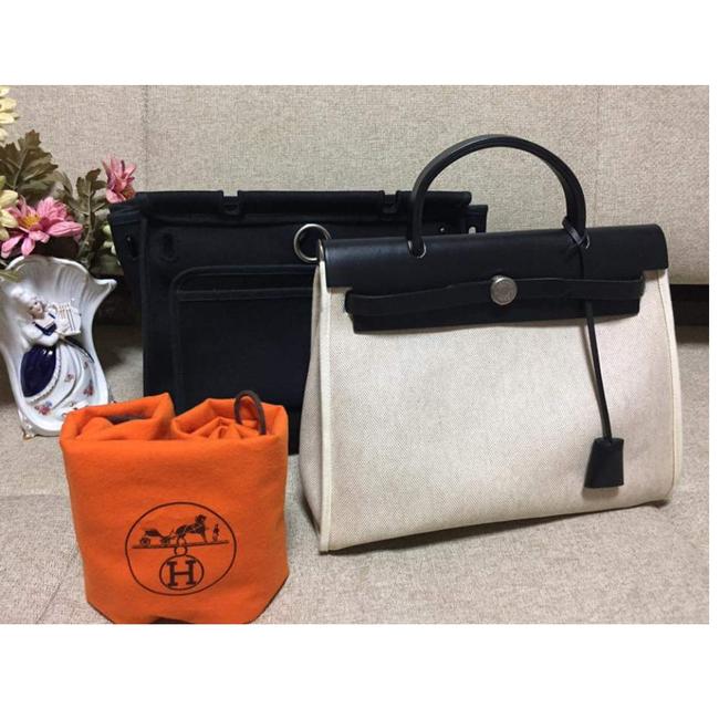 Hermes Herbag Canvas/Leather Satchel