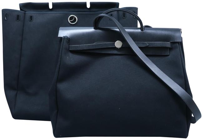 Hermes Herbag Gm Tote Black Canvas Satchel