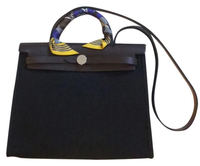 Hermes Herbag "Herbag" Zip Pm Black Canvas Cross Body Bag