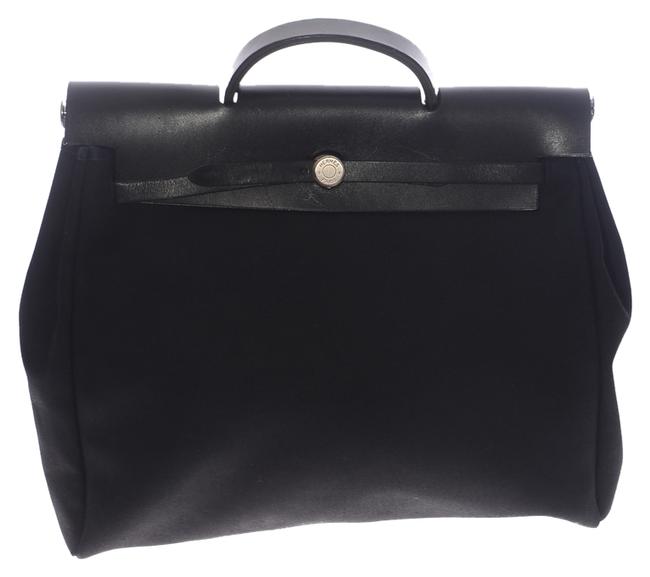 Hermes Bag Herbag in 1 18036 Black &amp; Beige Canvas Leather Tote