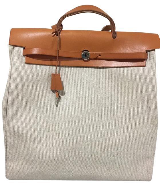 Hermes Herbag Large Beige Cotton 'herbag Mm' with Interchangeable Shoulder Bag