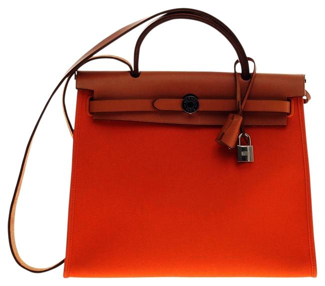 Hermes Herbag Leather and Toile 31 Tote
