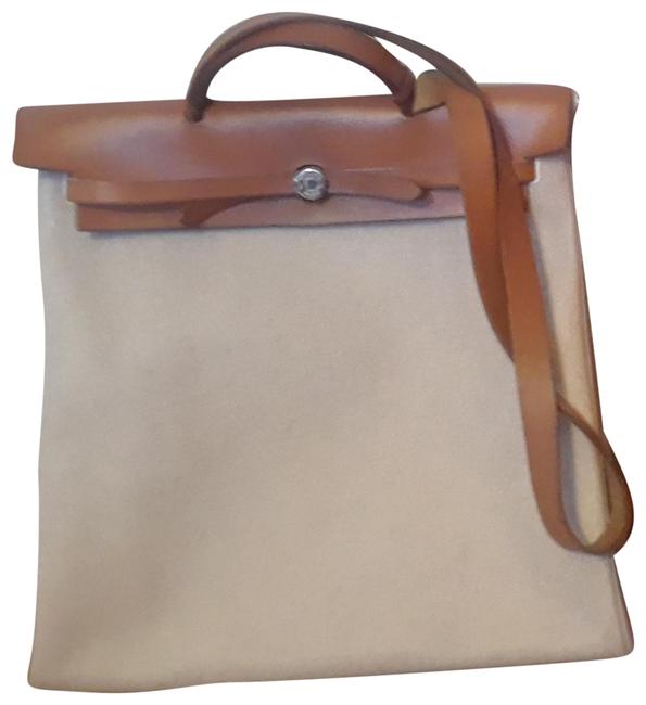 Hermes Herbag Mm 2 in 1 2 Way Beige Camel Toile H and Leather Shoulder Bag