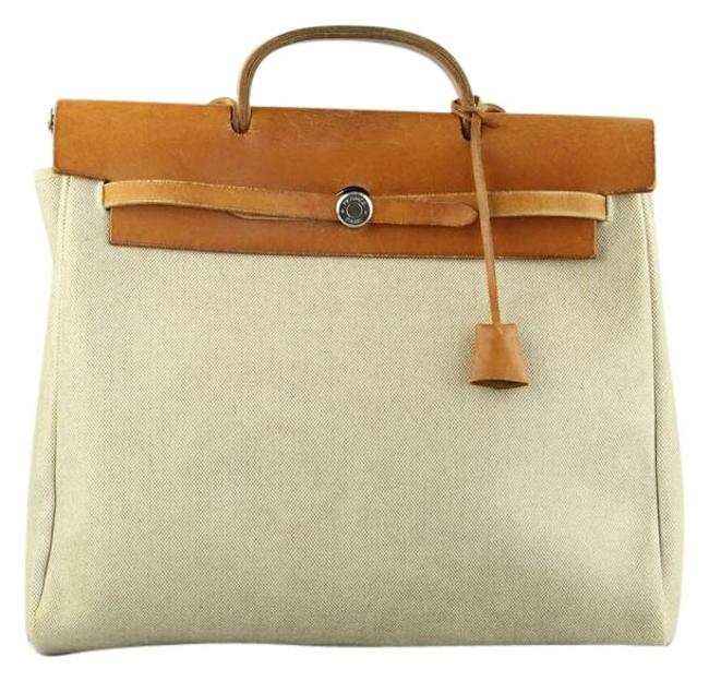 Hermes Herbag Mm Natural Canvas Satchel
