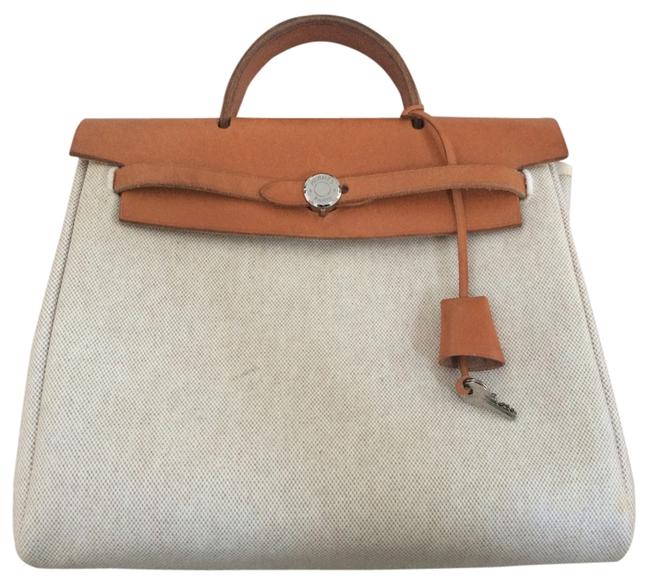 Hermes Herbag Natural Toile and 2 in 1 Ado Pm Beige Leather Backpack