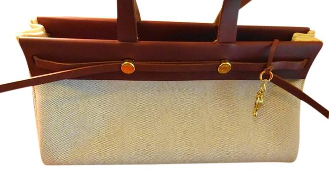 Hermes Herbag New But Old Very Stylish Beige/Brown Canvas and Leather Satchel