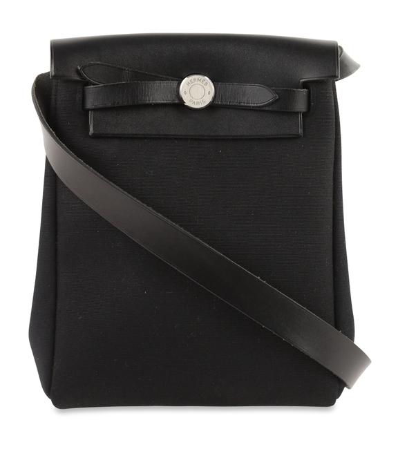 Hermes Herbag Noir Tpm Black Canvas Shoulder Bag
