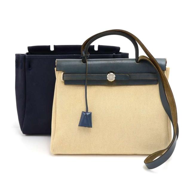 Hermes Herbag Pm 2 In 1 Blue Canvas Shoulder Bag