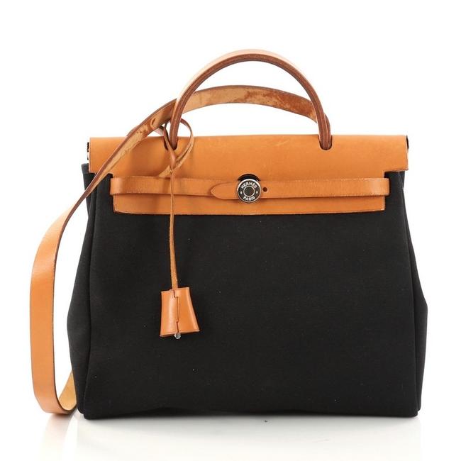 Hermes Herbag Pm Black Toile and Leather Satchel