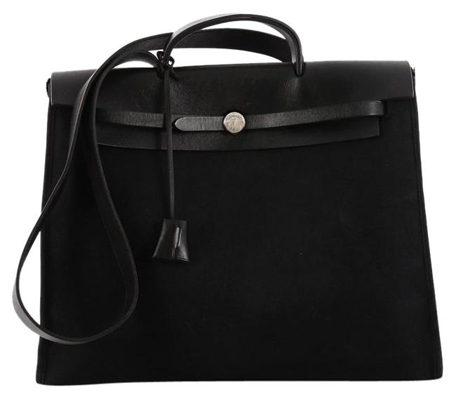 Hermes Herbag Pm Black Toile and Leather Tote