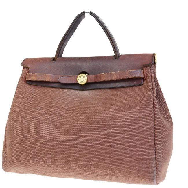 Hermes Herbag Pm Brown Toile and Leather Shoulder Bag