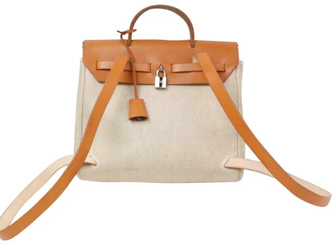 Hermes Herbag Toile 2 in 1 Sac A Dos 871258 Beiges Coated Canvas Backpack