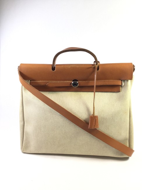 Hermes Herbag Toile Beige Canvas/Leather Satchel