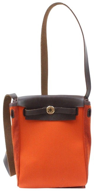 Hermes Herbag Toile Mini Pm 869488 Orange Canvas Cross Body Bag