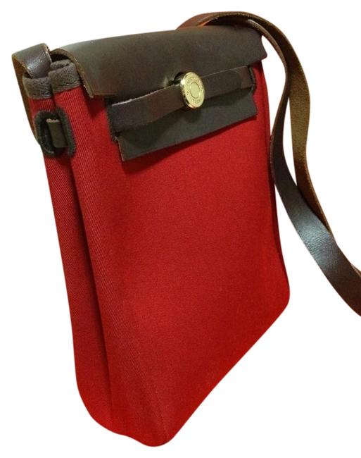 Hermes Herbag Toile Tpm Orange and Red Canvas Cross Body Bag