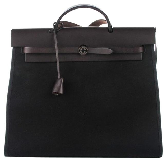 Hermes Herbag Toile Zip 31 Pm Noir Black Canvas Shoulder Bag