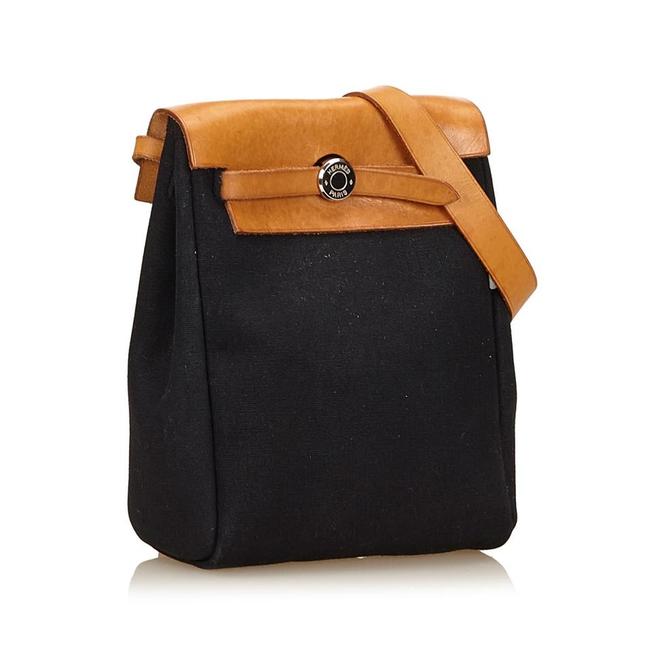Hermes Herbag Tpm 228474 Black Coated Canvas Cross Body Bag