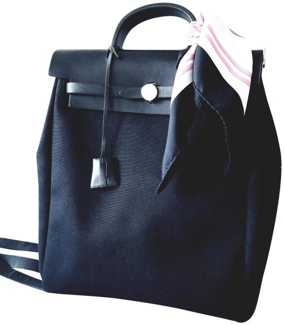 Hermes Herbag Two Way Black Canvas Backpack
