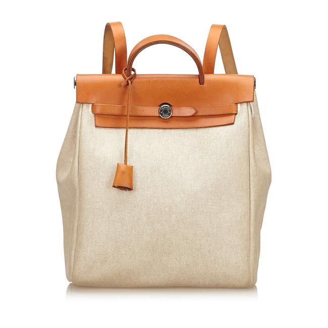 Hermes Herbag White Canvas Backpack