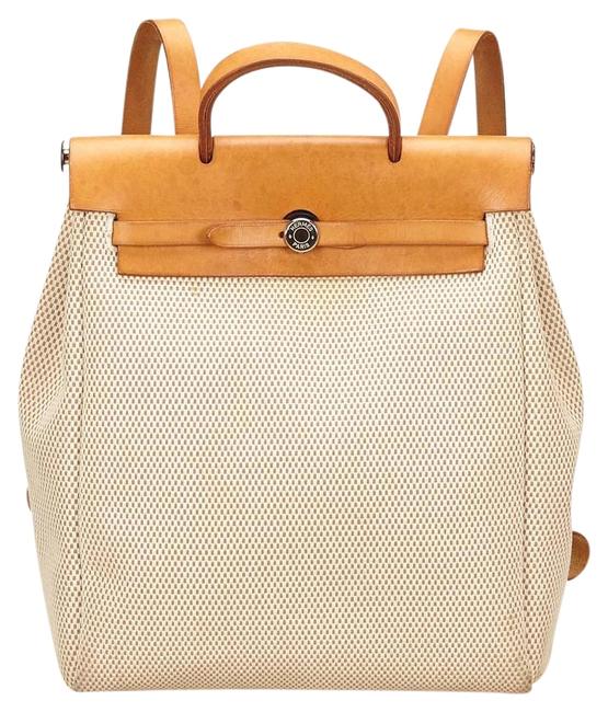 Hermes Herbag White Canvas X Others X Leather X Calf Backpack