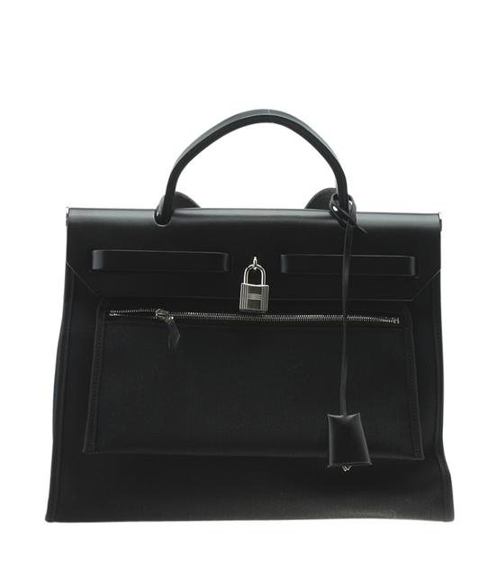 Hermes Herbag Zip 31 180693 Black Canvas Tote