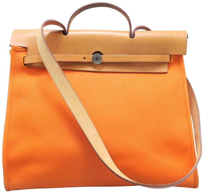 Hermes Herbag Zip 39 Oranged Canvas Satchel
