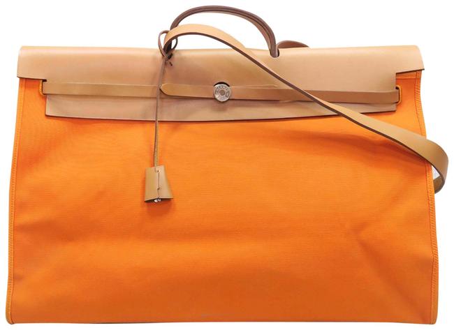 Hermes Herbag Zip Gm Orange Canvas Satchel