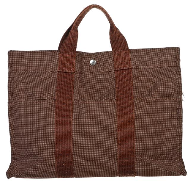 Hermes Herline Fourre Handbag Brown Canvas Tote