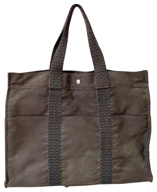 Hermes Herline Gm Gray Canvas Tote