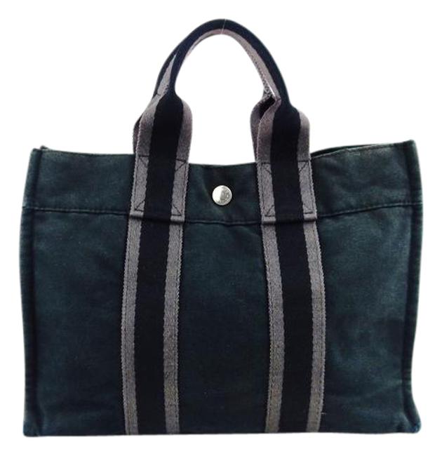 Hermes Bag Herline Vintage Pm Grey Canvas Tote