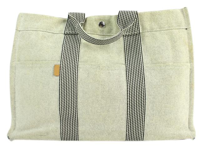 Hermes Herringbone 43hera1216 Grey Canvas Tote