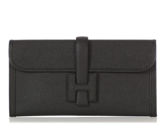 Hermes Jige 29 Epsom Black Leather Clutch