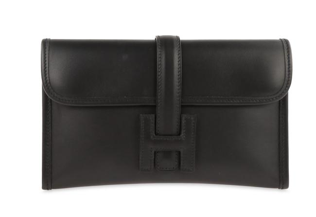Hermes Jige Chamonix Mini 20 Black Leather Clutch
