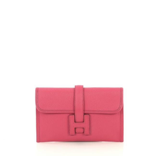 Hermes Jige Chevre Mysore 20 Pink Leather Clutch