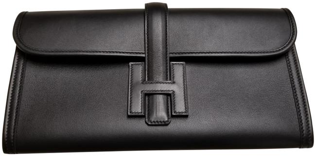 Hermes Jige Elan 29 Black Leather Clutch