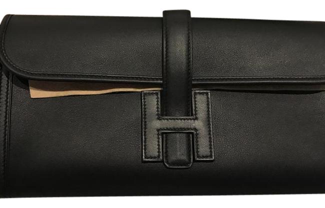 Hermes Jige Elan 29 Black Swift Leather Clutch