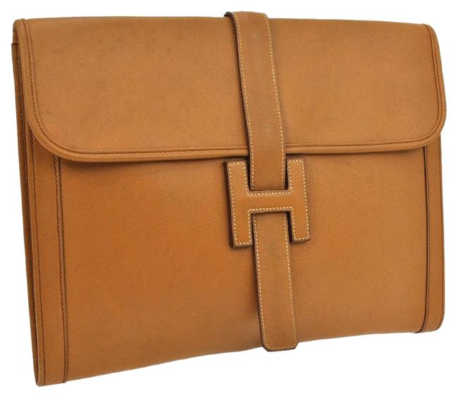 Hermes Jige Pm Tan Couchevel Clutch