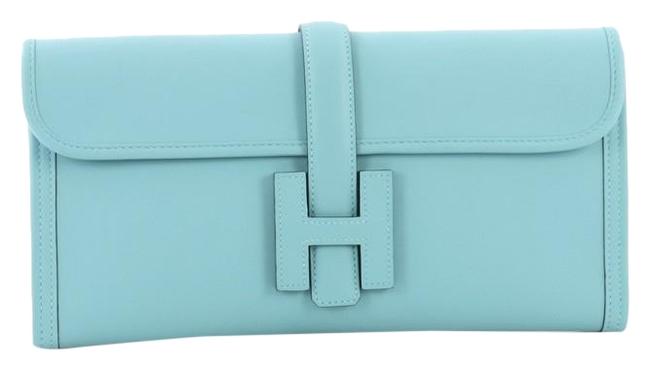 Hermes Jige Elan Swift 29 Bleu Leather Clutch