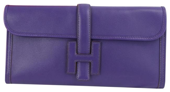 Hermes Jige Swift 29 Purple Leather Clutch