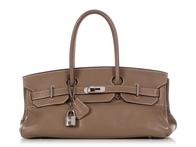 Hermes JPG Shoulder Birkin 42 Clemence Etoupe Gray Leather Satchel