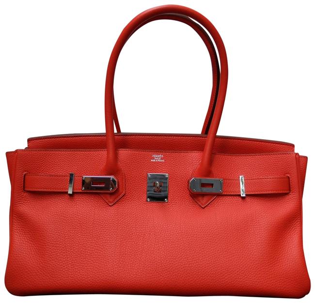 Hermes JPG Shoulder Birkin 2 Geranium Taurillon Leather Tote
