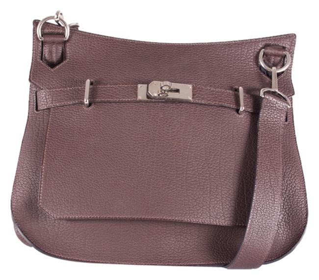 Hermes Jypsiere 34 Eggplant Leather Cross Body Bag