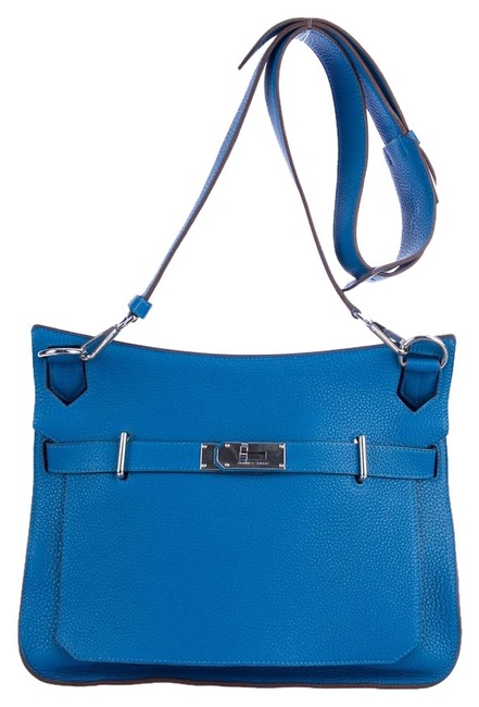 Hermes Jypsiere 34 Mykonos Blue Clemence Leather Shoulder Bag